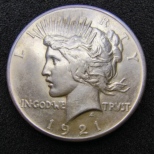 1921 High Relief Silver Peace Dollar - Key Date 1st Year - XF+ Details - Cleaned