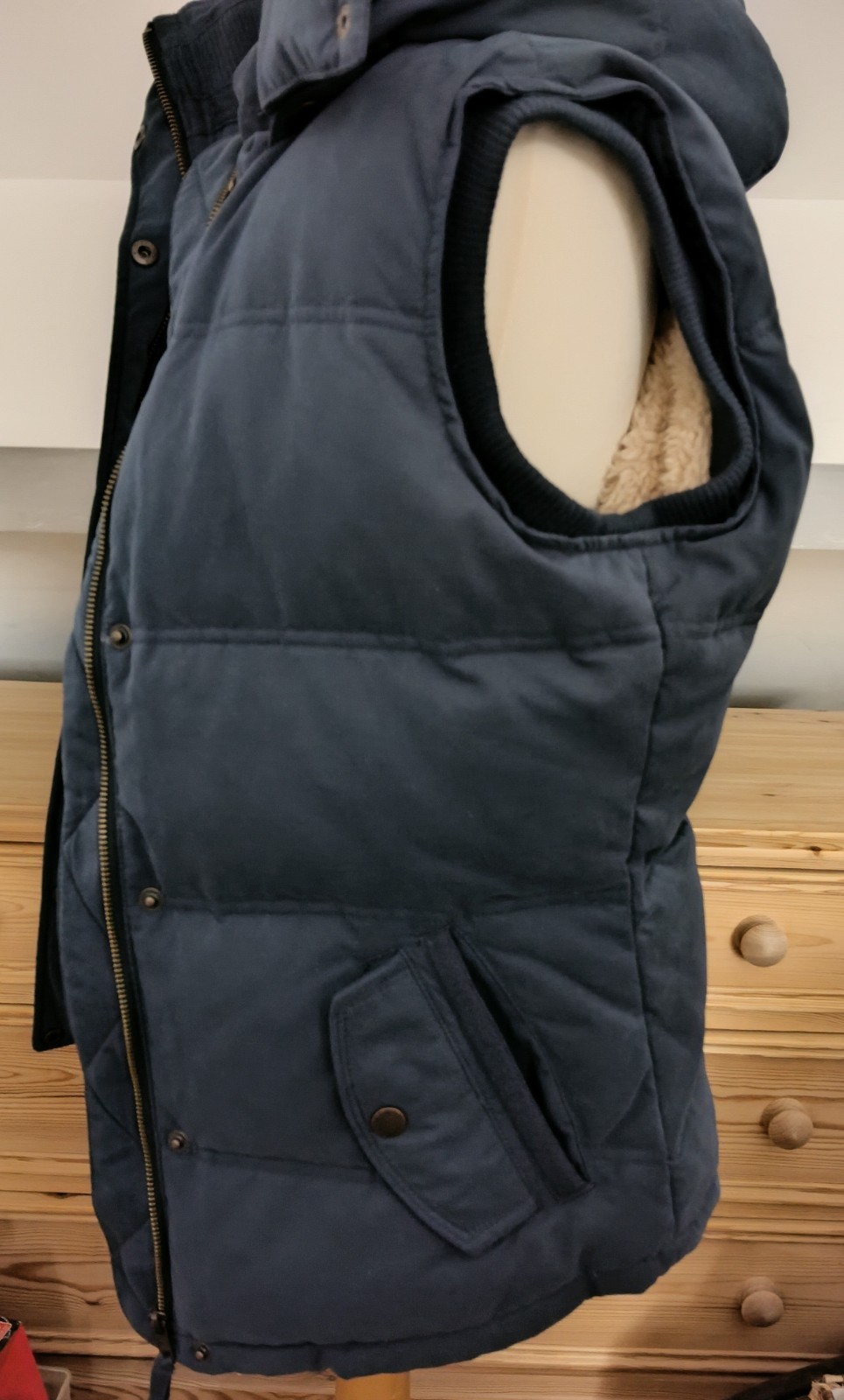 Fat Face Womens *DOWN & FEATHER* Hooded Padded Gilet Size 12 Blue BNWOT image 4