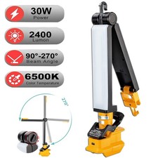 30W 2400LM Clip on Flashlight LED Work Light Torch for Dewalt 18V Li-ion Battery