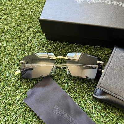 #ad #ad Chrome Hearts Style Glasses Black And Gold $50.00