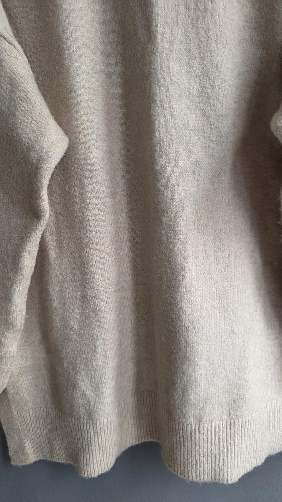 H&M Oatmeal Oversized V-Neck Jumper Sweater Soft Knit Slouchy L Wool Stretchy image 9