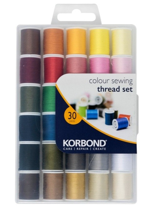 30x Korbond Complete Thread Set Hand Machine Sewing Craft 45m - Assorted Colours