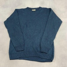 Vintage Abstract Knitted Jumper Patterned Grandad Knit Sweater Men's L