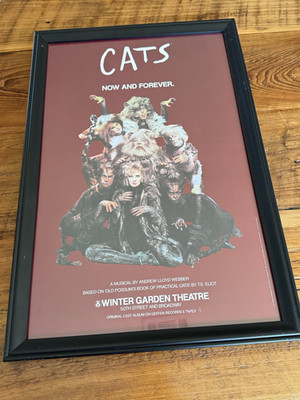 Cats Broadway Musical Poster 27x40 Original Cast Mercado Hanan Prof. Framed Rare