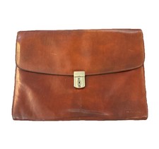 Jack Georges Italian Leather Business Briefcase 16 x 11.5 Inches. Brown