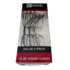 Unisex 3.0 Reading Glasses 3 Pack Readers Mens Rectangle Metal Gunmetal Business