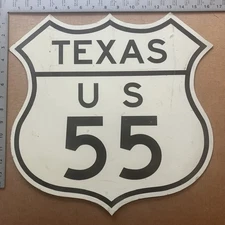 Texas US highway 55 route marker road sign 16x16 1990s SOUVENIR 1955 Chevy S635