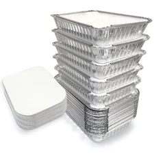 55 Pack 2.25 Lb To-Go Aluminum Foil Tins Containers with Lids for Meal Prep