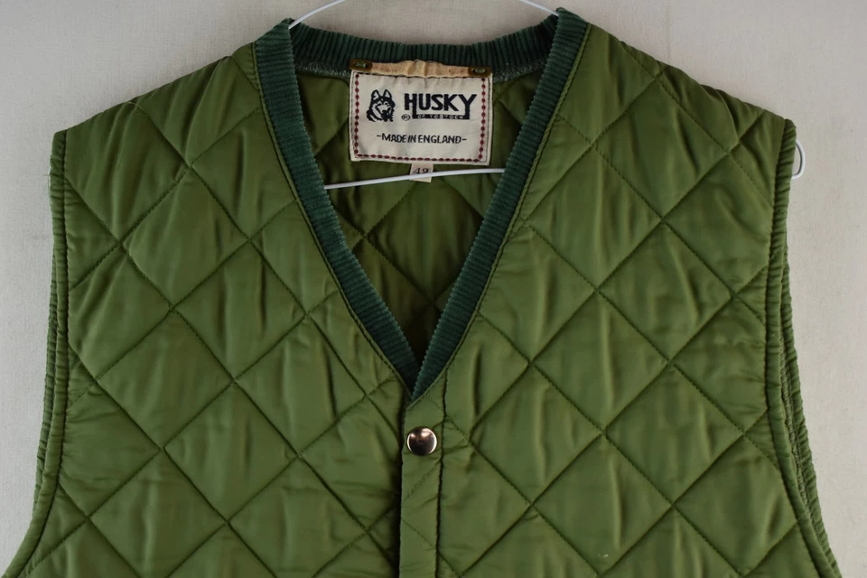 Husky England Made Mens Quilted Green Shooting Vest Gilet Size 42 - Image 2 of 4