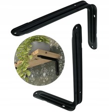200mm Black Shelf Bracket for Furniture, Heavy Duty Loft Style, Pack of 2