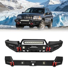 Off-road Front Rear Bumper Wd-ringlights Fit Jeep Grand Cherokee Wj 1999-2004