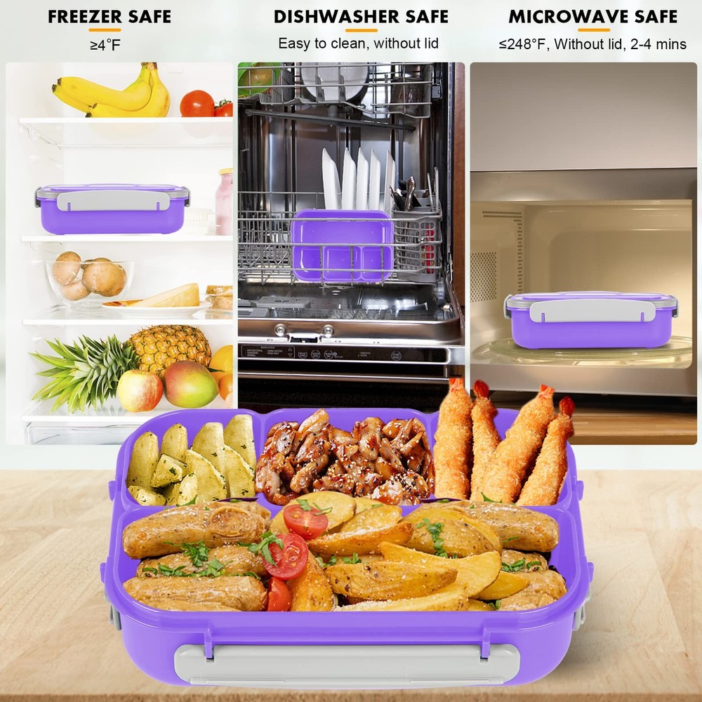 Bento Box, Lunch Box Kids, 1300ML with 4 Compartment&Food Picks Cake Cups, Co...