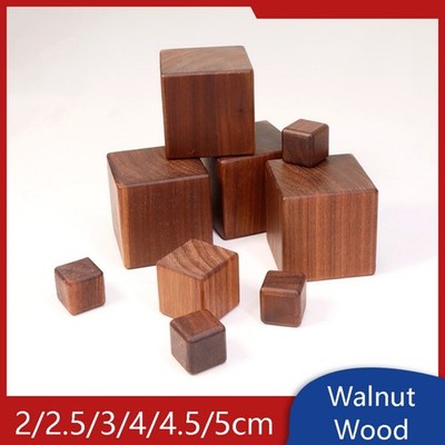 Rounded-Corner Cube Walnut Wood Solid Cubic Wooden Blocks Finished with Wax Oil
