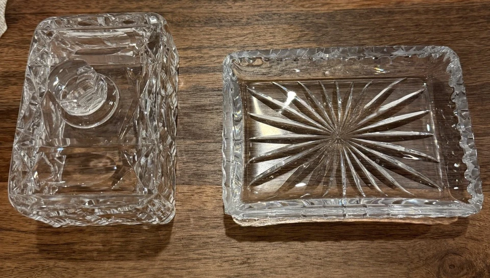 Prato de manteiga coberto de vidro cristal geométrico design de 2 peças guardião de manteiga - Imagem 4 de 4