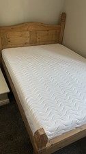 Solid Pine Double Bed + Visco Memory Foam Mattress + 3 Drawer Bedside Chest