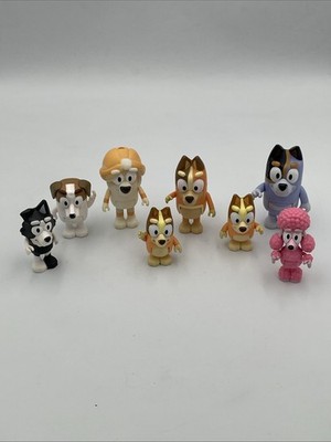 Lot of 8 Assorted Bluey And Friends Collectible Figures, Coco Pink Poodle T8