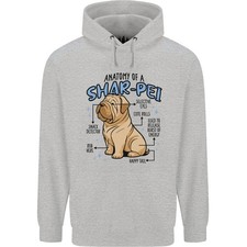 Sudadera con capucha Shar Pei Anatomy Funny Dog para hombre 80 % algodón