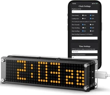 WiFi LED Matrix Digital Clock with Seconds Display,Smart Desk Clock, WiFi Sync &