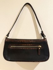Brahmin Crocodile Embossed Leather Handbag Black & Brown