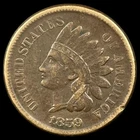 1859 Indian Head Cent - Antique United States of America 1c Penny Coin
