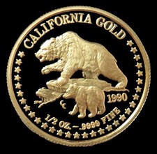 1990 GOLD CALIFORNIA 1/2oz PROOF BEAR WITH CUB 999.9 GOLD 5700.00 per troy oz