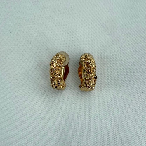 Vintage Nina Ricci Clip On Earrings 22kt Gold Plated Signed Designer - Picture 5 of 6