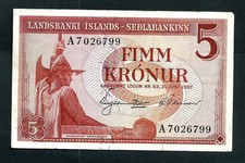 Iceland (P37b) 5 Kronur 1957