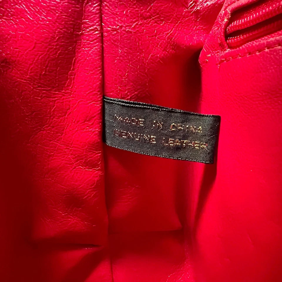 Vintage Y2K Adrienne Vittadini Red Quilted Leather Mini Bag Gold Hardware - Image 4 of 4