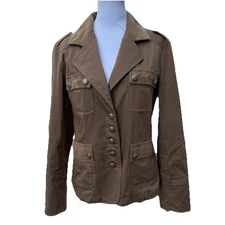goode rider Jacket Women Medium Brown Equestrian Buttons Pockets Pleated Lined