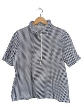 ERFO Damen Bluse Freizeithemd Gr. 44 Weiß Blau Blumenmuster Baumwolle