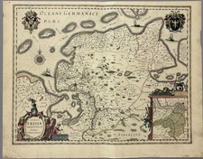 Willem Blaeu 1643 Copper Engraved Map w/ Hand Coloring Typus Frisia Orientalis Willem Blaeu 1643 Copper Engraved Map w/ Hand Coloring Typus Frisia Orientalis - Image 1