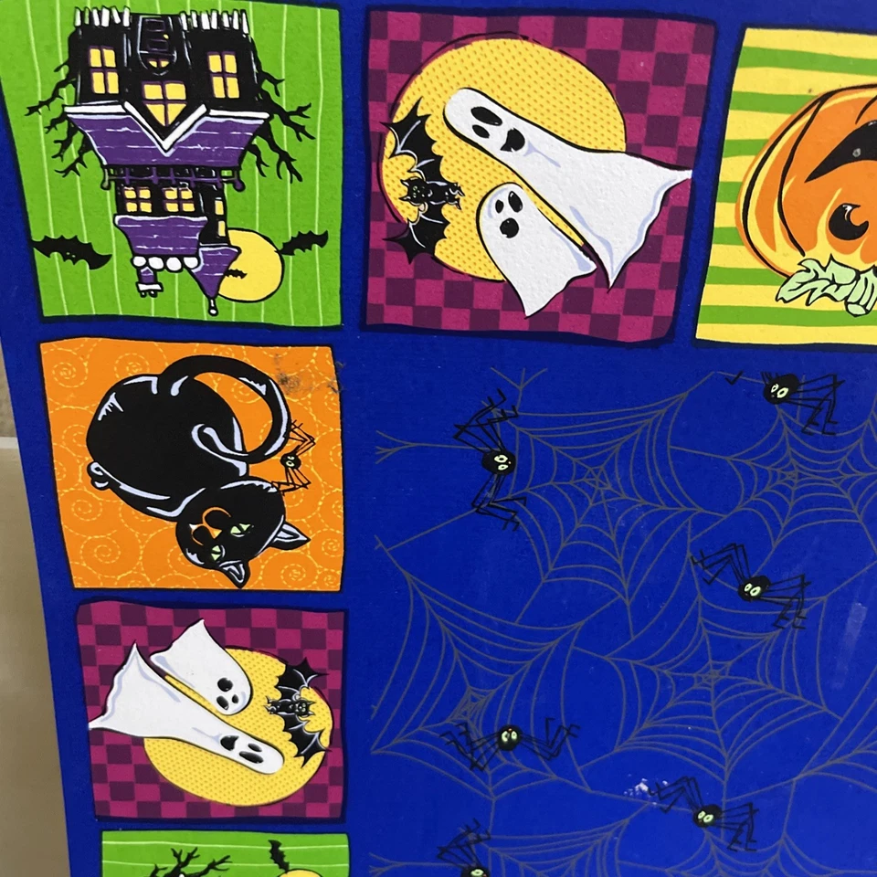 4 Vintage Vinyl Halloween Tischsets Katzen Haus Kürbis Jack-O-Lantern Fledermäuse - Bild 1 von 4