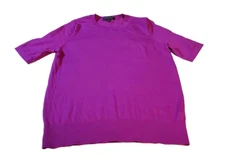 Banana Republic Womens 100% Merino Wool Short Sleeve Blouse Top Sz M Fuchsia