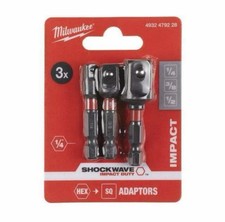 Image of Milwaukee Shockwave Impact Duty Socket Adaptor Set Pack of 3 Piece 4932479228