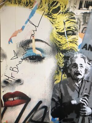 SALE‼️ウィストミンスター クリスタルアート 94×44cm Original Litho Poster Mr. Brainwash Love Is The Answer Einstein