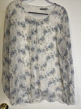 Elena Baldi women's Silk blouse Italy Lined long sleeves in a flower Size 3X