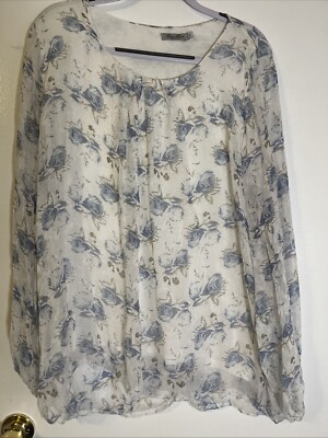 Elena Baldi women's Silk blouse Italy Lined long sleeves in a flower Size 3X