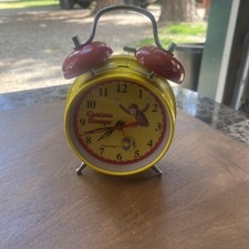 1998 Curious George Yellow Twin Red Bell Alarm Clock, Schylling
