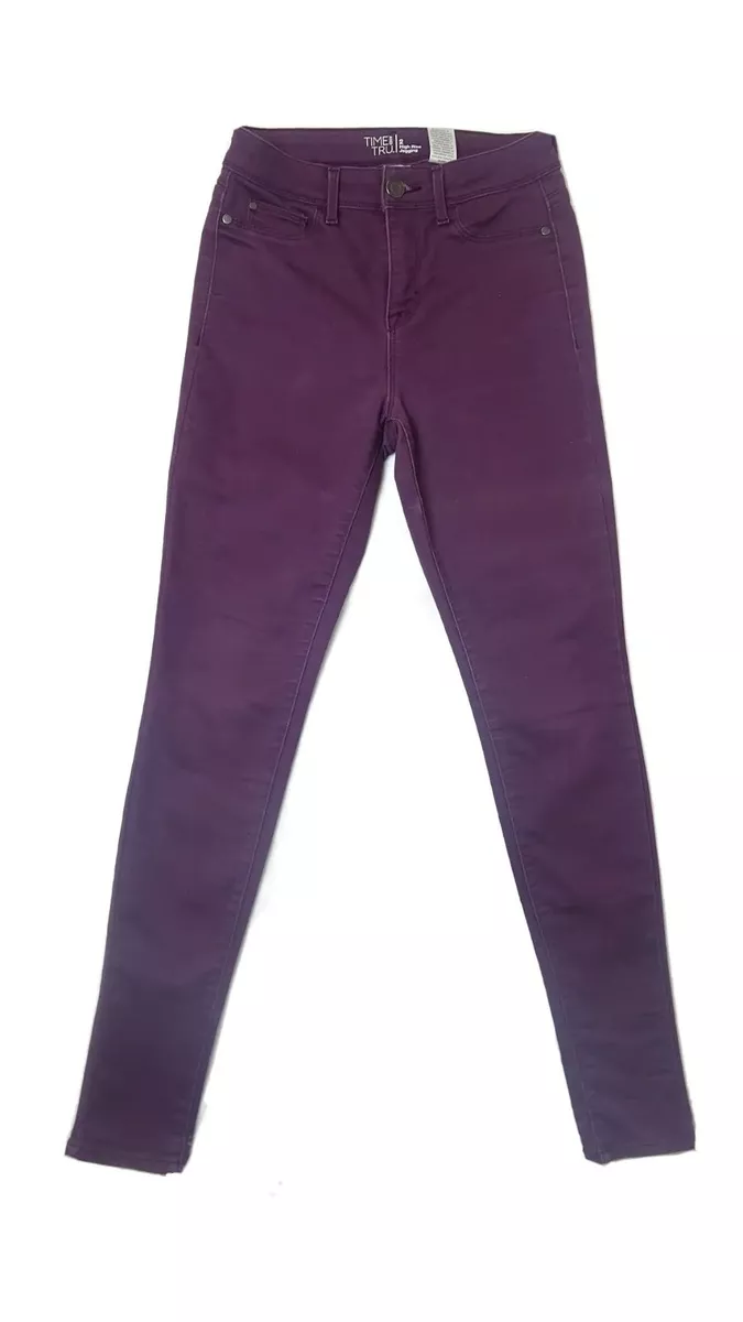 Time and Tru Women s Purple Pearl High Rise Jeggings Skinny Pants Size 2 Small