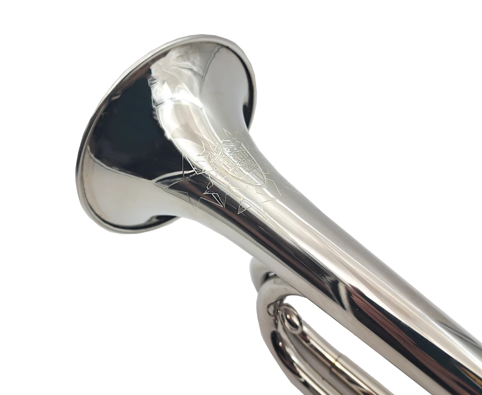 Corneta de regimiento "In God We Trust" grabado personalizado - NÍQUEL - llave de G/F con estuche y MPC Foto 2 de 4