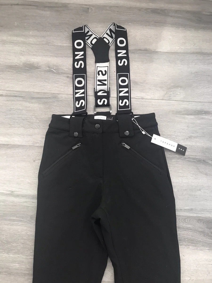 Ladies Size 14 Topshop Sno Ski Black Ski Pants Salopettes With Braces Bnwt  💯