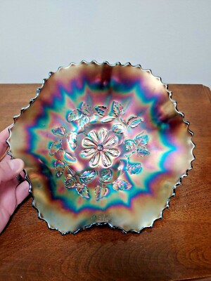 DUGAN COSMOS VARIANT DEEP AMETHYST CARNIVAL GLASS BOWL