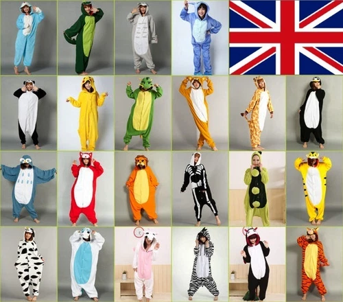 Mens Ladies Fleece Pyjama Pajamas Kigurumi Onsies Adults Animal Costume UK - Picture 4 of 68
