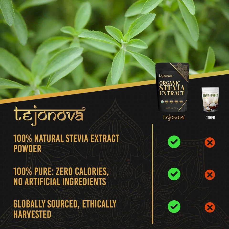 Stevia orgánica en polvo Tejonova 5 oz, edulcorante de stevia sustituto del azúcar, 1014 usos Foto 2 de 4