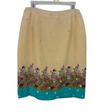 Deadstock Vintage Silk Club Dainty Floral Sequin Skirt Fairy Size 10