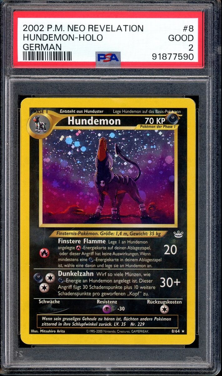 2002 Pokémon Neo Revelation German Houndoom-Holo #8 PSA 2 2002 Pokémon Neo Revelation German Houndoom-Holo #8 PSA 2