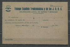 SO55-MURCIA DOCUMENTO DE FALANGE BAÑOS Y MENDIGO EL CAMARADA A SATISFECHO 