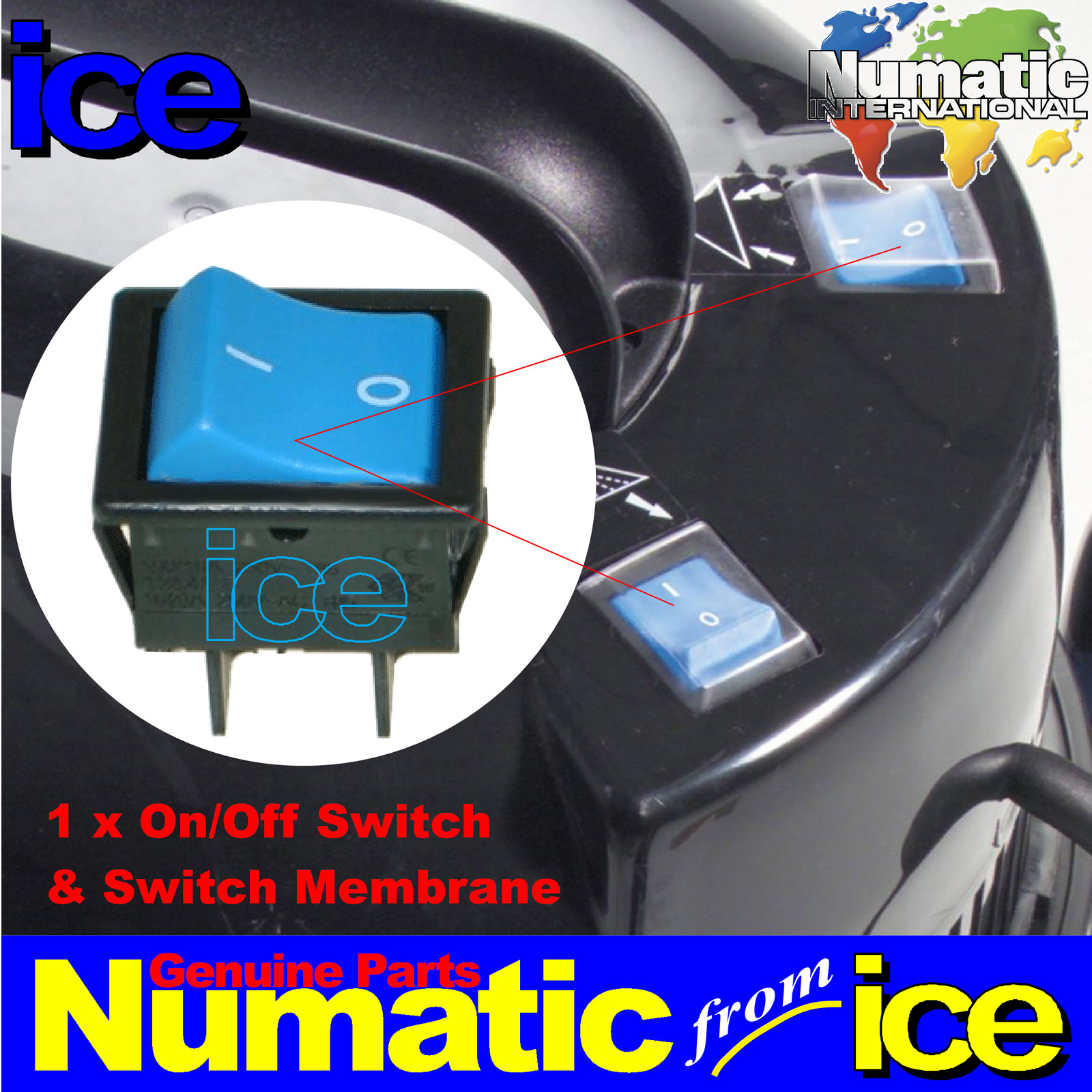 Genuine NUMATIC Blue On/Off Switch & Boot Charles CT 370 470 WV470 ...