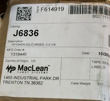 (40) MACLEAN POWER SYSTEMS SQUARE CURVED WASHER J6836 4” x 4” X 1/4” (3/4” Hole)