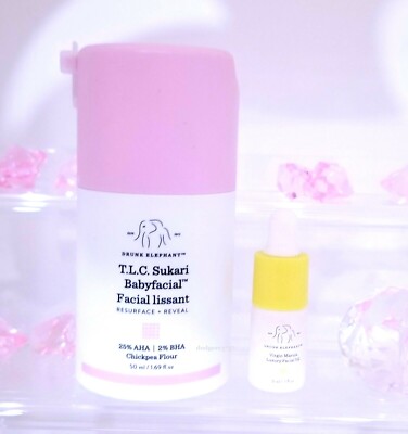 DRUNK ELEPHANT T L C SUKARI BABYFACIAL + MARULA OIL FULL SIZE 1.69 NEW-  NO BOX